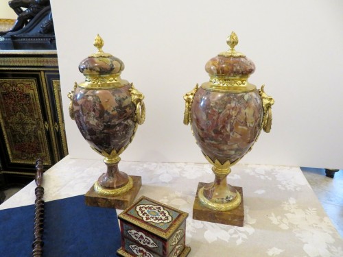 pair of Pots in Marble Napoleon III period - Decorative Objects Style Napoléon III