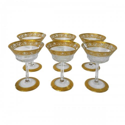 6 grandes coupe à Champagne Saint Louis Thistle Or cristal signé
