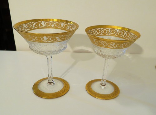 6 bigger Champagne glasses in crystal St – Louis Thistle gold - 