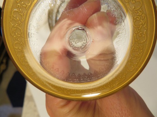 20th century - 6 bigger Champagne glasses in crystal St – Louis Thistle gold