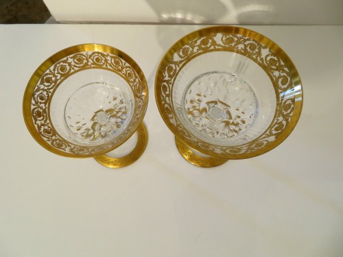 6 bigger Champagne glasses in crystal St – Louis Thistle gold - Art nouveau