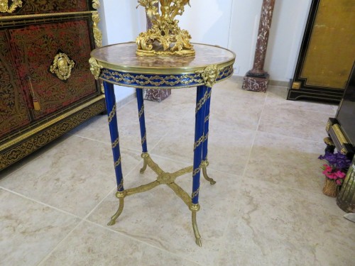 19th century - Little Table in bronze and rosewood blue 19th