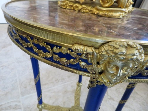 Antiquités - Little Table in bronze and rosewood blue 19th