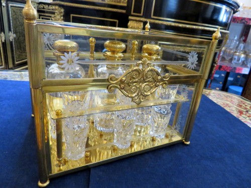 Tantalus box in gilded bronze and crystal, XX century - 