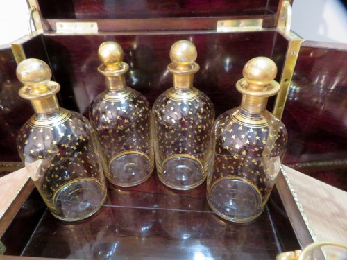 Antiquités - Cave à liqueur en marqueterie Boulle toutes faces d’époque Napoléon III