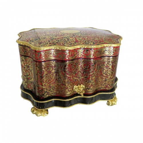 Cave à liqueur Polylobée en marqueterie Boulle d’époque Napoléon III