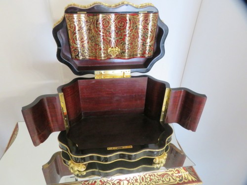 19th century - Tantalus Box Polylobed in Boulle marqueterie Napoleon III period 19th