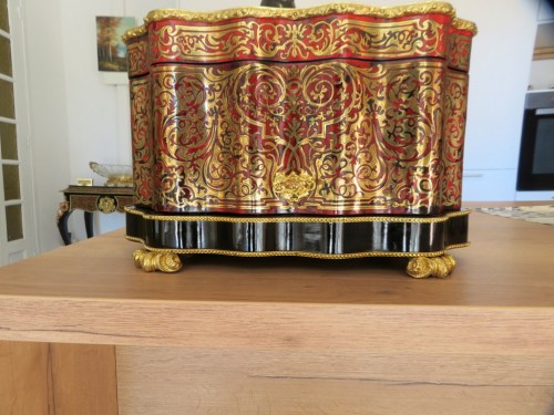 Antiquités - Tantalus Box Polylobed in Boulle marqueterie Napoleon III period 19th