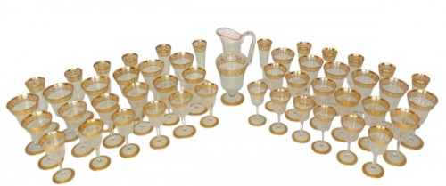 48 glasses,1 decanter in crystal St - Louis Thistle gold