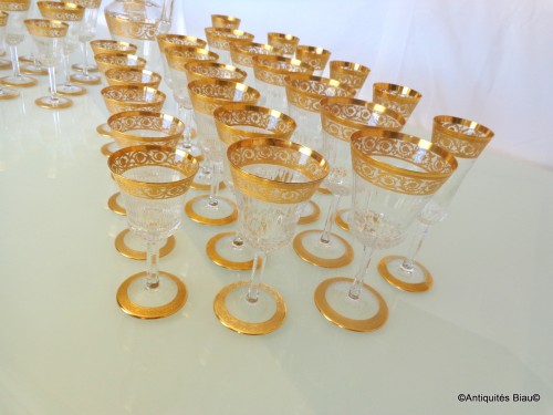 48 glasses,1 decanter in crystal St - Louis Thistle gold - Art nouveau