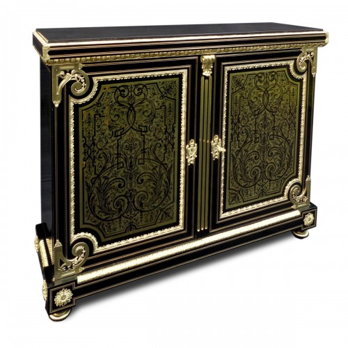 Furniture L XIV with 2 doors in Boulle marquetry 19th  Napoleon III  period