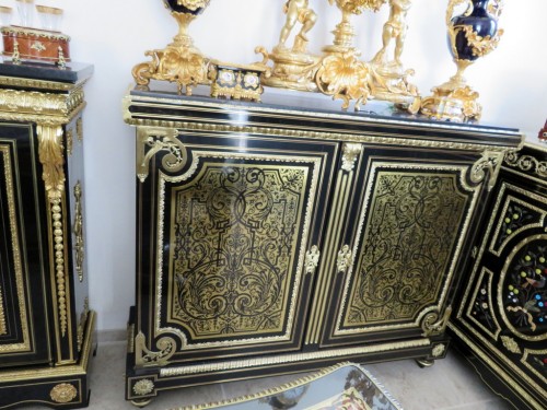 Furniture L XIV with 2 doors in Boulle marquetry 19th  Napoleon III  period - Napoléon III