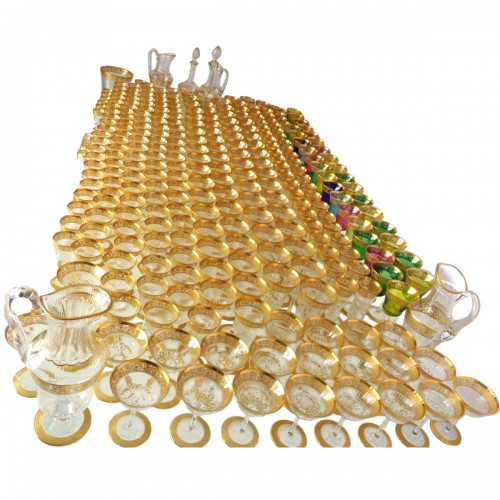 Amazing set of crystal Saint Louis Model Thistle gold