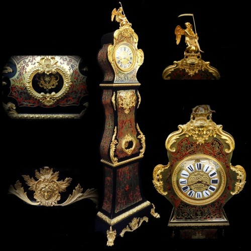 Régulateur de parquet en marqueterie Boulle Epoque Napoléon III - Horlogerie Style Napoléon III