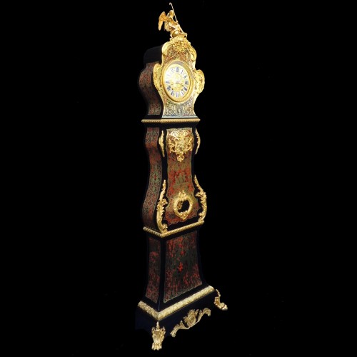 Impressive clock longcase in Boulle style marquetry 19th - 