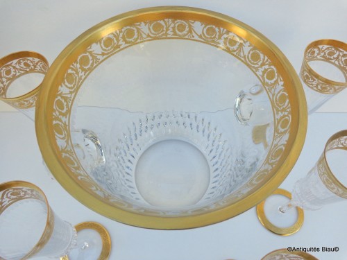 Seau à Champagne et flûtes en cristal de St Louis Thistle Or - Argenterie et Arts de la table Style Art nouveau