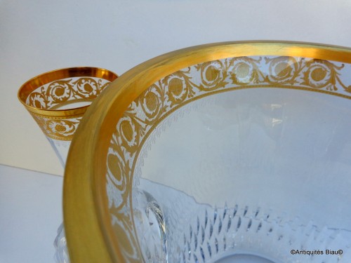 Argenterie et Arts de la table  - Seau à Champagne et flûtes en cristal de St Louis Thistle Or