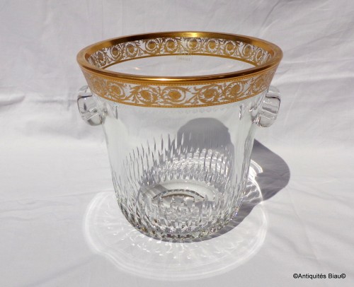 Bucket Champagne and 6 glasses in crystal St - Louis Thistle gold - 