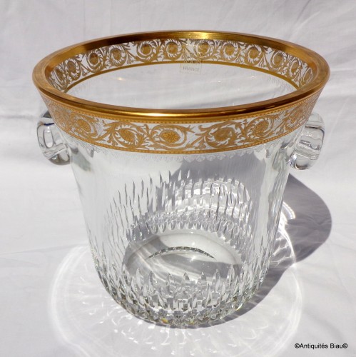 Antiquités - Bucket Champagne and 6 glasses in crystal St - Louis Thistle gold