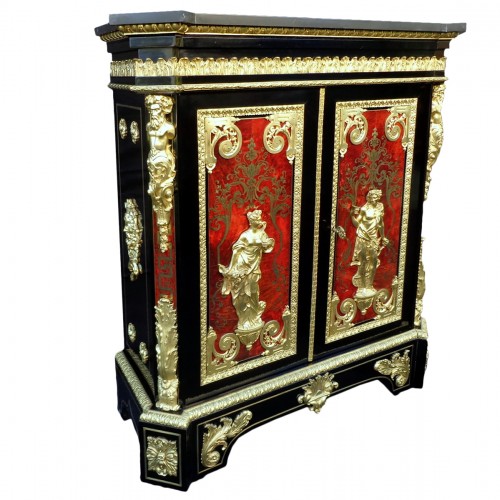  Furniture  in Boulle marquetry late 19th century signed signé "Béfort Jeune"
