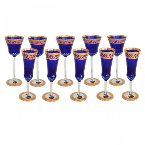 Roemers et flûtes à champagne en cristal de Saint Louis modèle Thistle Or