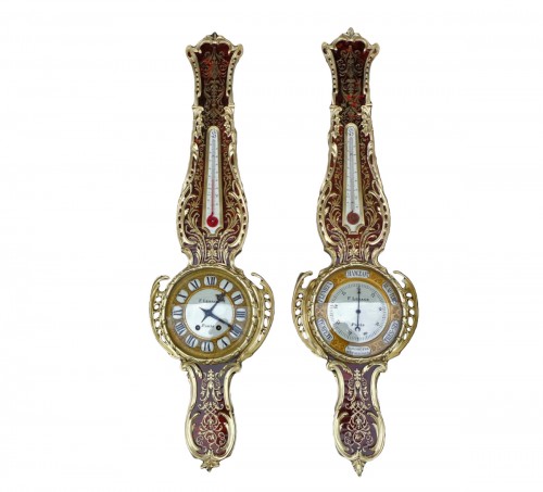 Horloge et Baromètre Napoléon III en marqueterie Boulle