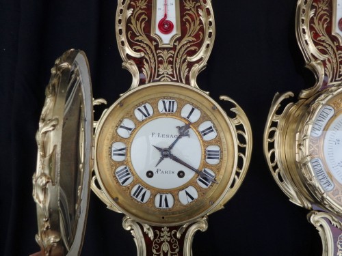 Napoléon III - Horloge et Baromètre Napoléon III en marqueterie Boulle