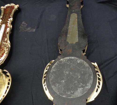 Antiquités - Horloge et Baromètre Napoléon III en marqueterie Boulle
