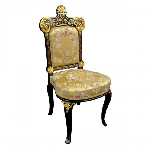 19th Napoléon III Chair in Boulle style marquetry signed