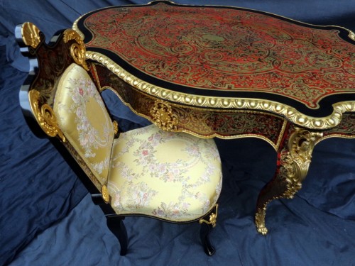 Seating  - 19th Napoléon III Chair in Boulle style marquetry signed