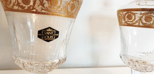 Verrerie, Cristallerie  - Carafe et aiguière, Cristal de Saint Louis modèle Thistle Or
