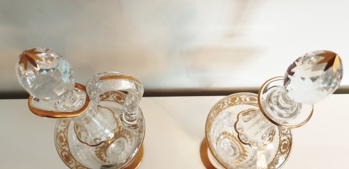 20th century - Pair of Decanters in crystal Saint - Louis Thistle gold