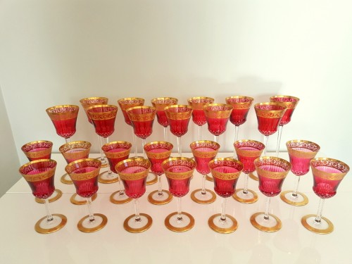Important set Roemer et Bordeaux en Cristal de Saint Louis Thisthe Or - Verrerie, Cristallerie Style Art nouveau