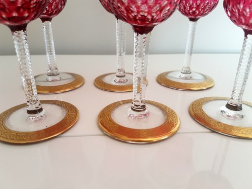 Antiquités - Important set Roemer et Bordeaux en Cristal de Saint Louis Thisthe Or
