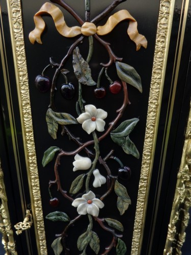 Objet de décoration Colonne Piédestal - Gaine en marqueterie de pierre dure Boulle époque Napoléon III