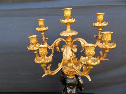  Pair of Candelabra Brown Bronze Napoléon III period - Lighting Style Napoléon III