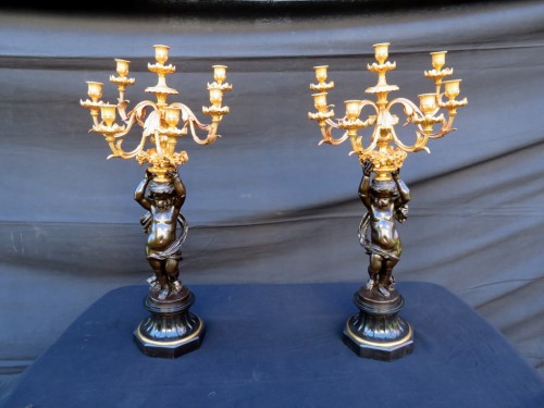 Lighting  -  Pair of Candelabra Brown Bronze Napoléon III period
