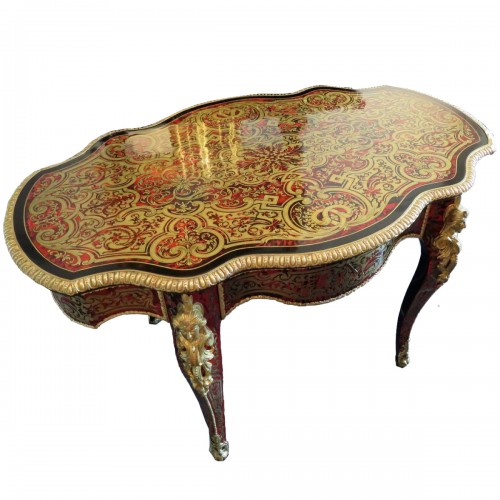 Guéridon Violoné et Concave en marqueterie Boulle époque Napoléon III