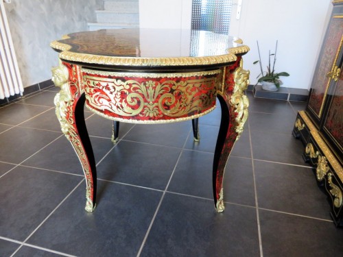 Table in marquetry Boulle 19th Napoléon III period - Perfect condition - Furniture Style Napoléon III