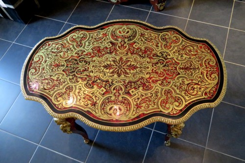 Table in marquetry Boulle 19th Napoléon III period - Perfect condition - 