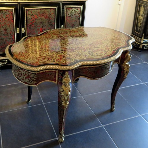 19th century - Table in marquetry Boulle 19th Napoléon III period - Perfect condition