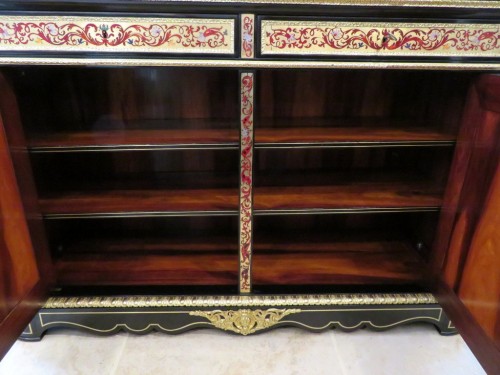 Antiquités - Cabinet multi colors in Boulle marquetry Napoléon III stamped PRETOT