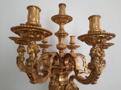 Candélabre en Bronze doré 19e - Antiquités Biau