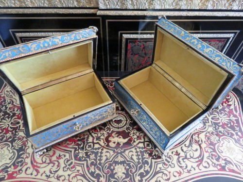 Antiquités - Pair of 19th century Boxes in Boulle marquetry Stamped Garnesson 