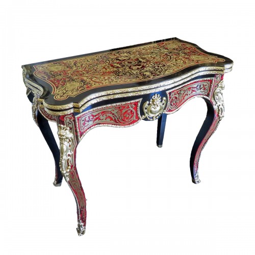 Console table à Jeux en marqueterie Boulle époque Napoléon III