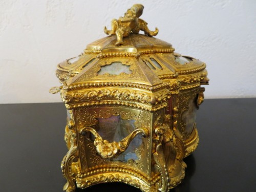 Antiquités - Jewelry Box bronze and Burgau 19th century Napoleon III period 