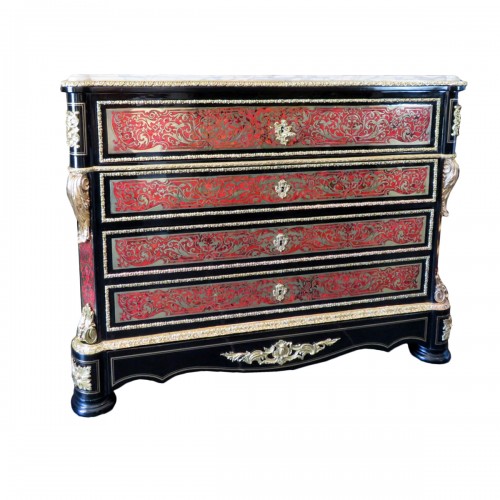Commode Secrétaire en marqueterie Boulle époque 19e