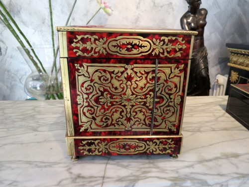 19th century - Tantalus Box in Boulle marquetry Napoleon III period 19th