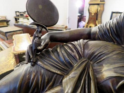 Antiquités - Bronze sur socle en marqueterie Boulle d'époque Napoléon III signé DEVAULX 