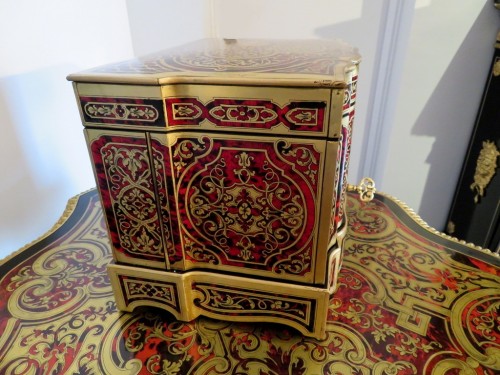Antiquités - Tantalus Box in Boulle marquetry Napoleon III period 19th with gold crystal